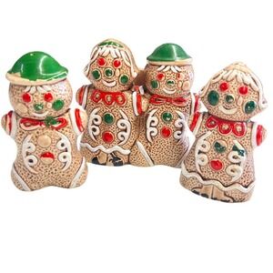 Vintage Ceramic Gingerbread Napkin Holder Salt Pepper Shaker Set‎ 50s Japan